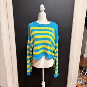 Zara Turquoise and Yellow Knit Top - medium